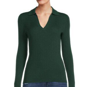Saks Fifth Avenue Johnny Collar Merino Wool Blend Sweater S